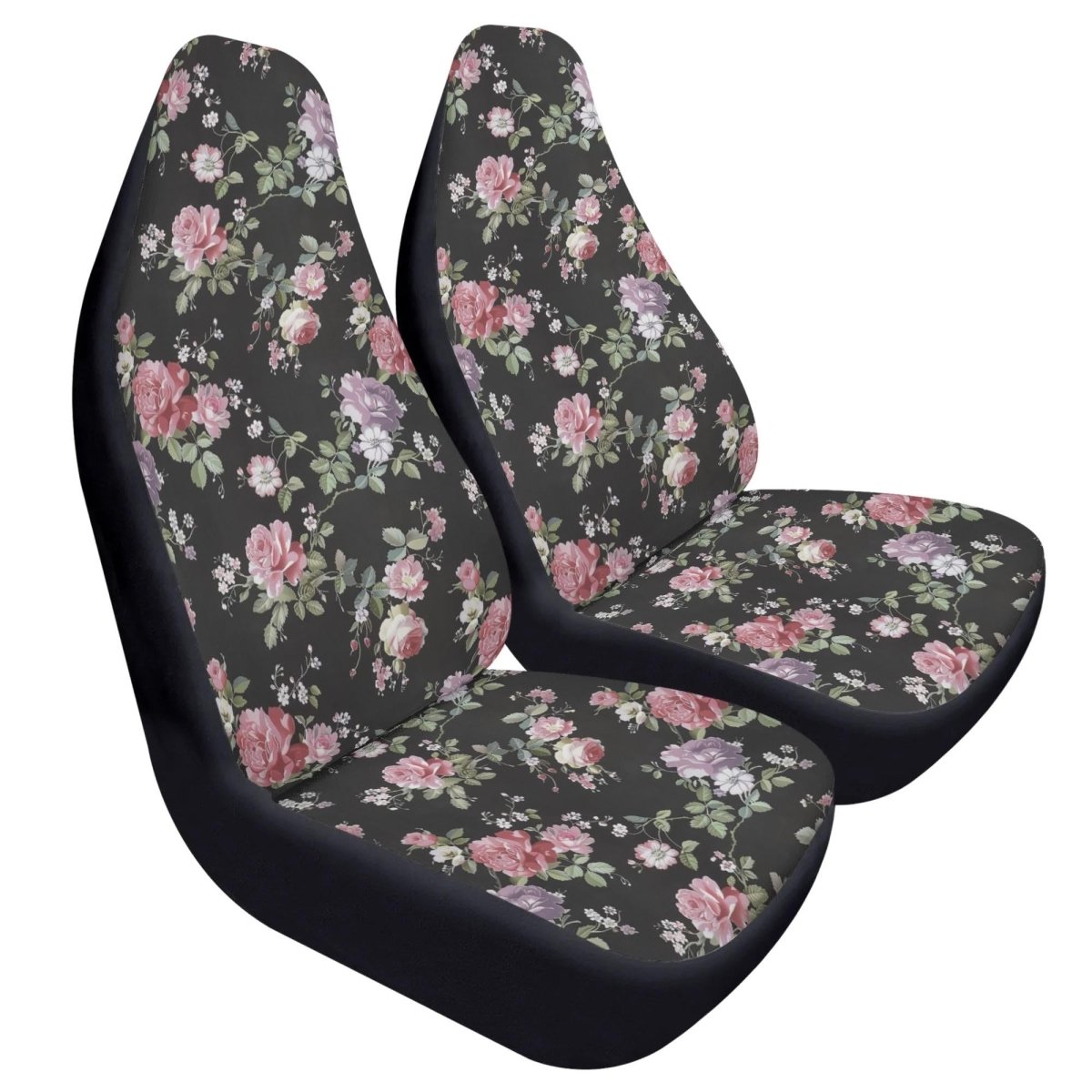 Y2K Goth Black Rose Car Seat Covers – Pink Floral Print (Set of 2)