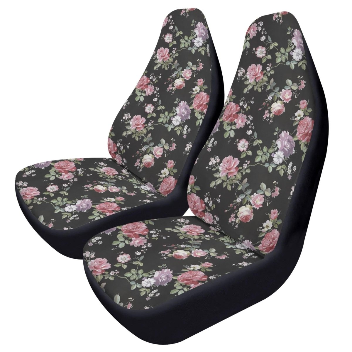 Y2K Goth Black Rose Car Seat Covers – Pink Floral Print (Set of 2)