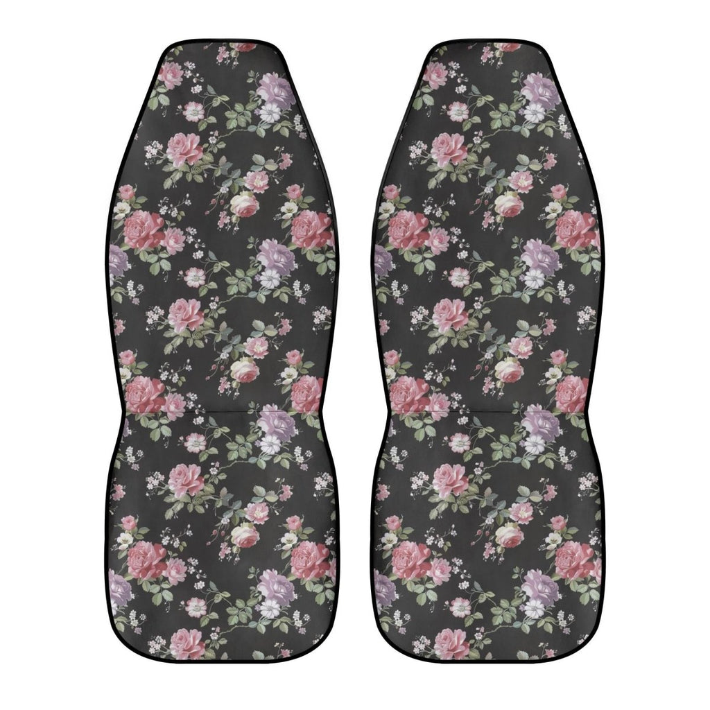 Y2K Goth Black Rose Car Seat Covers – Pink Floral Print (Set of 2)