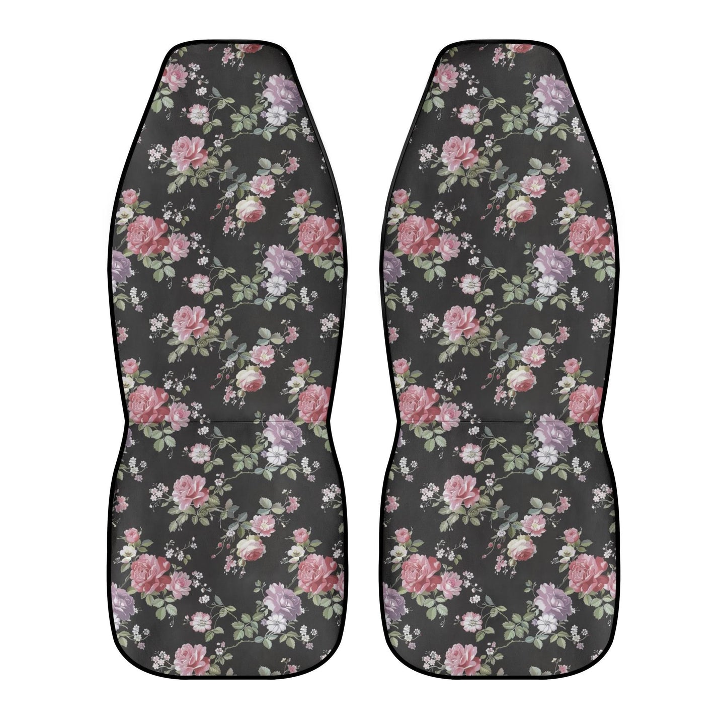 Y2K Goth Black Rose Car Seat Covers – Pink Floral Print (Set of 2)