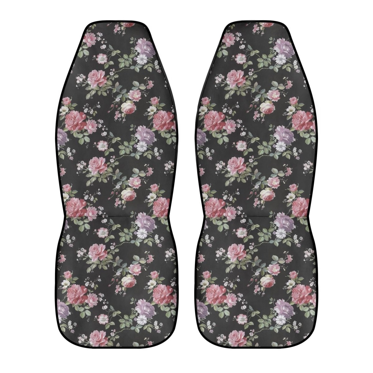 Y2K Goth Black Rose Car Seat Covers – Pink Floral Print (Set of 2)