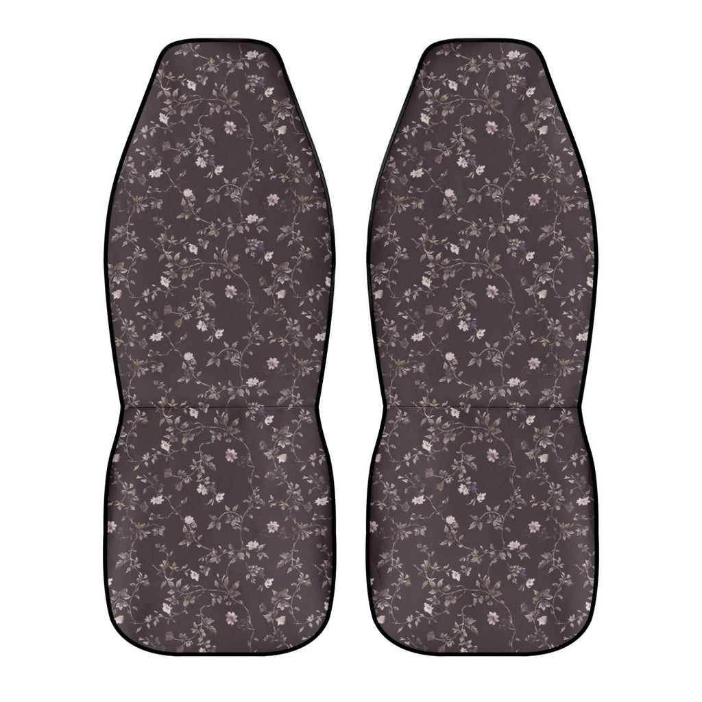 Dark Purple Ditsy Floral Car Seat Covers – Vintage Inspired Front Seat Set (2)