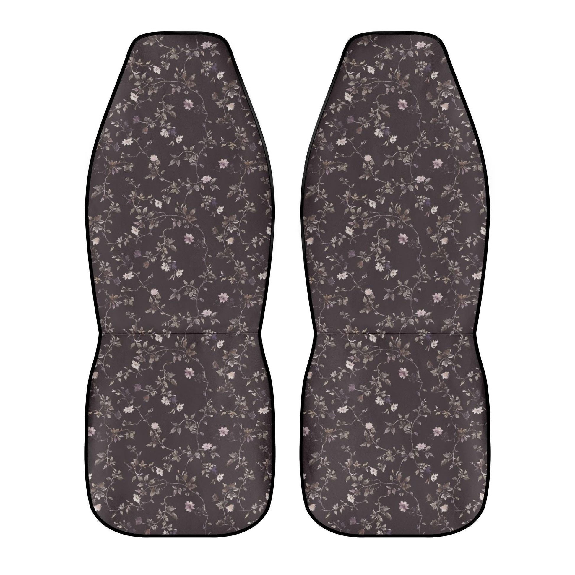 Dark Purple Ditsy Floral Car Seat Covers – Vintage Inspired Front Seat Set (2)