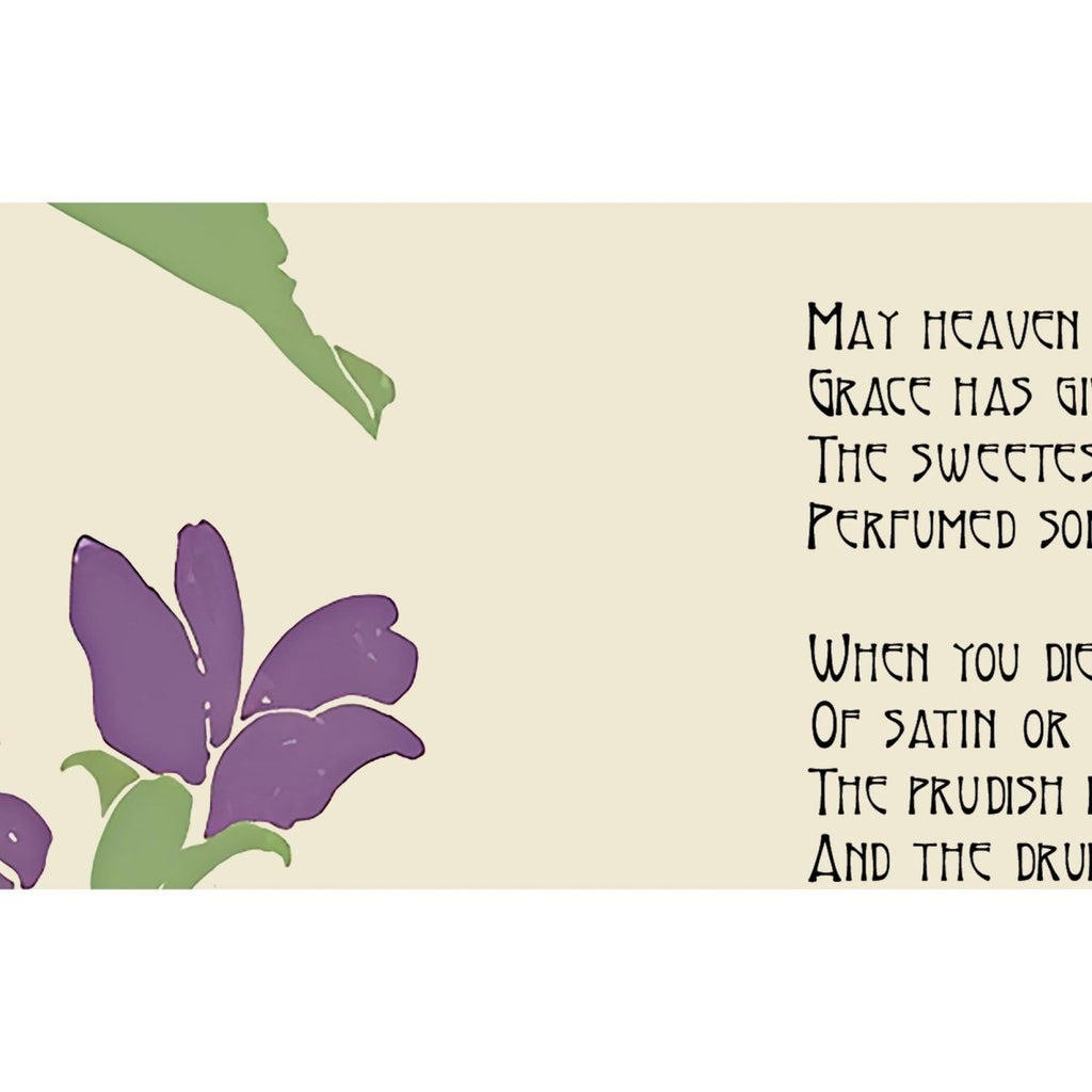 Art Nouveau Violets Print – Purple Beige Vintage Poem Poster