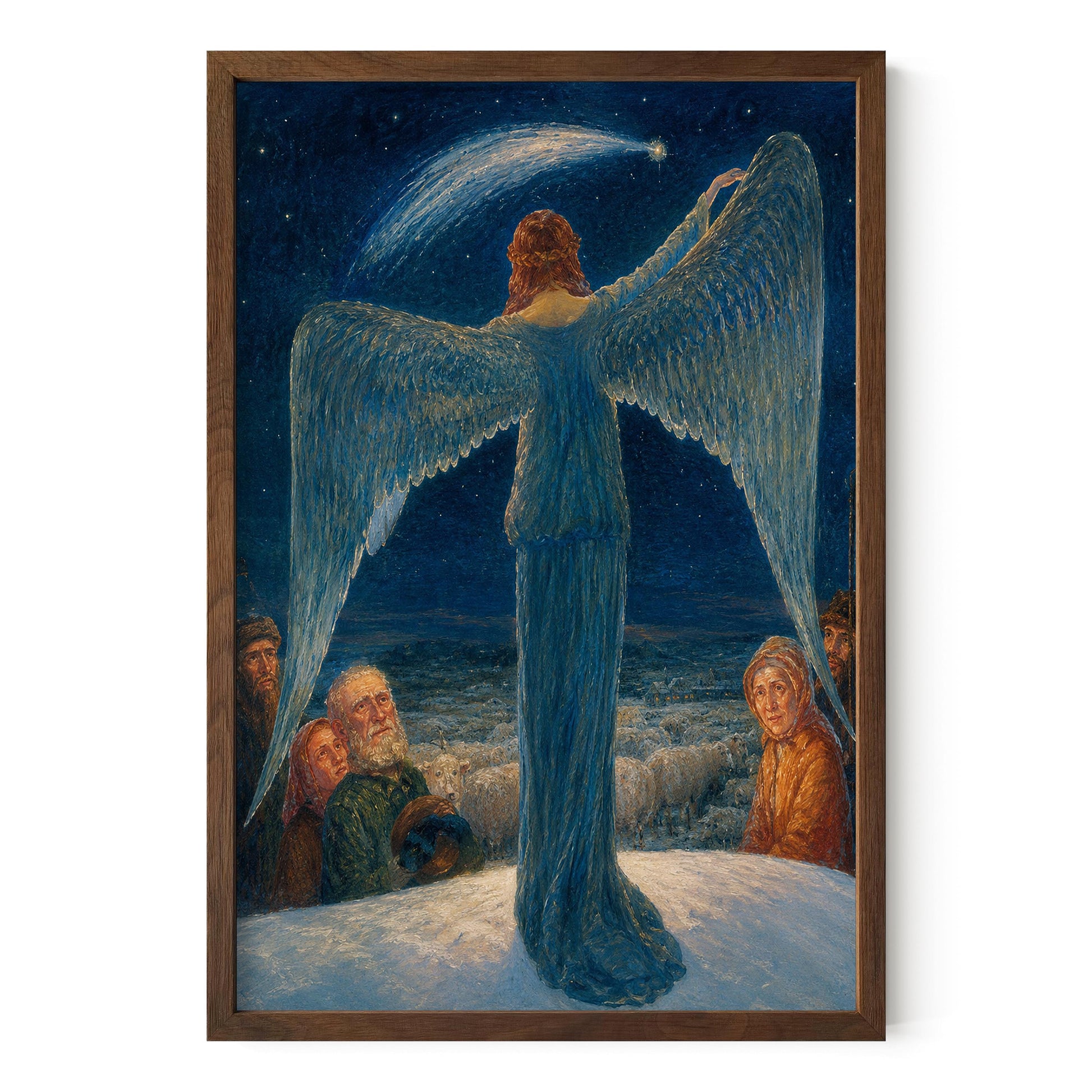 Ethereal Angel Winter Night Print | Symbolist Heavenly Wall Art (Digital Download)