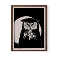 Vintage Owl Art Print - Nature Artwork - Black and Beige -