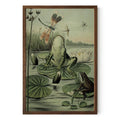 Vintage Frog Art Print - Nature Artwork - Dragonflies -
