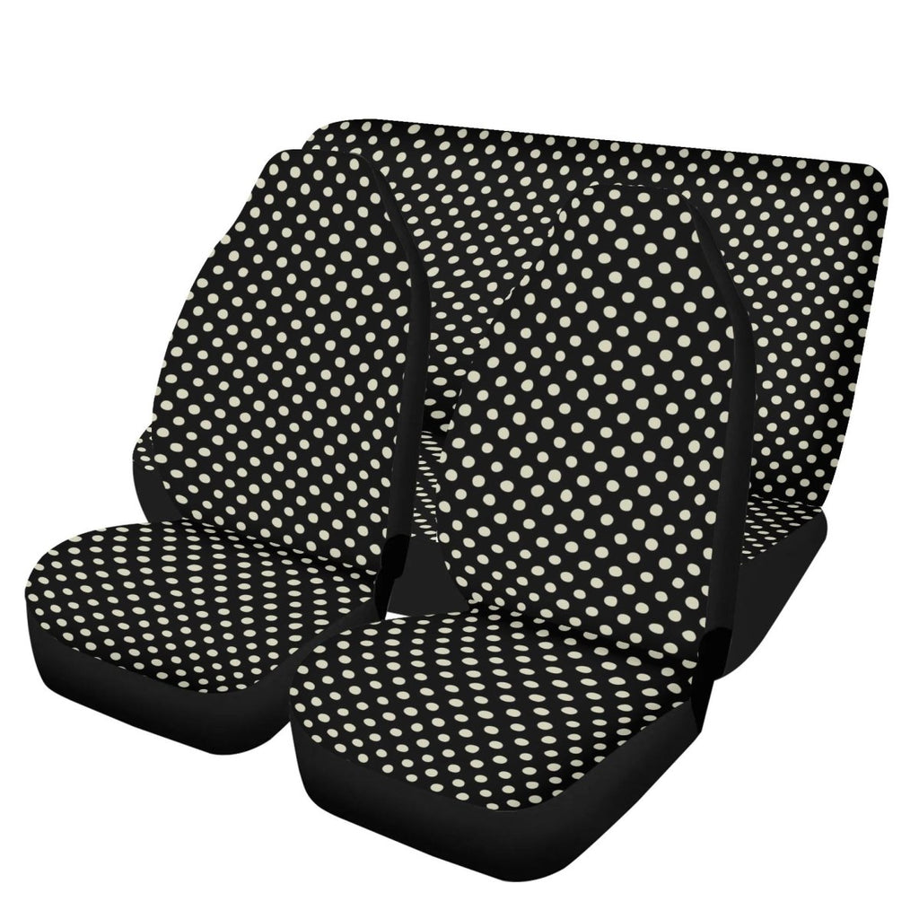 Polka Dots - Black and Light Beige Lightweight Car Seat Cover Set (set of 4)