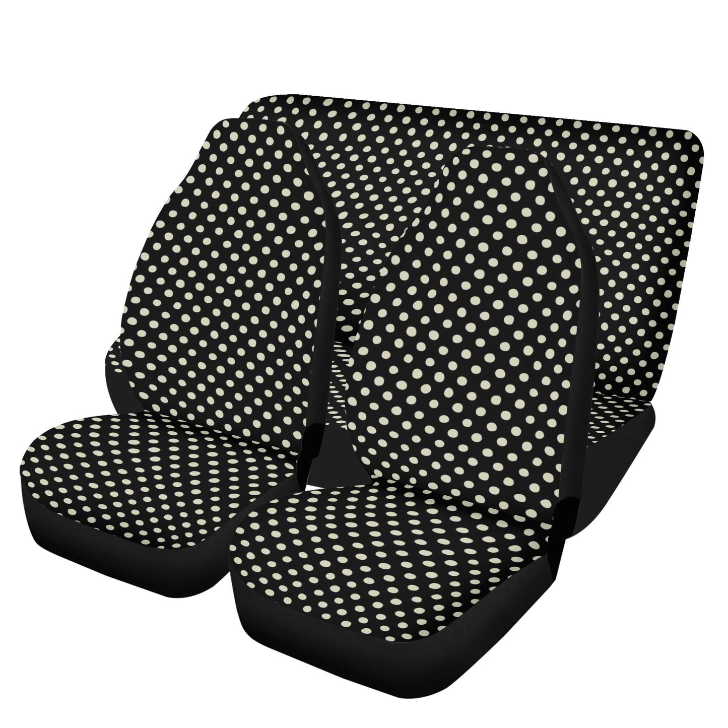 Polka Dots - Black and Light Beige Lightweight Car Seat Cover Set (set of 4)