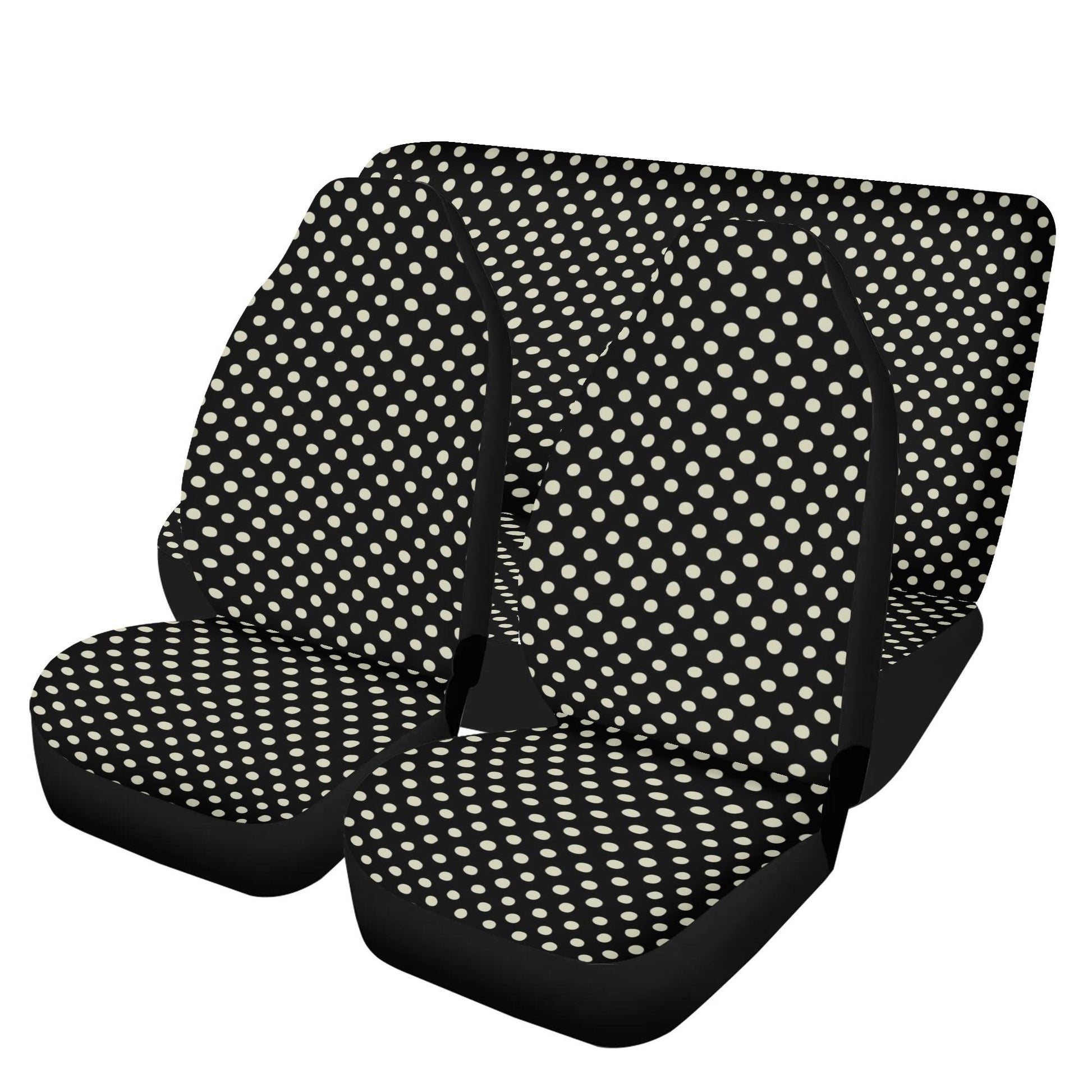 Polka Dots - Black and Light Beige Lightweight Car Seat Cover Set (set of 4)