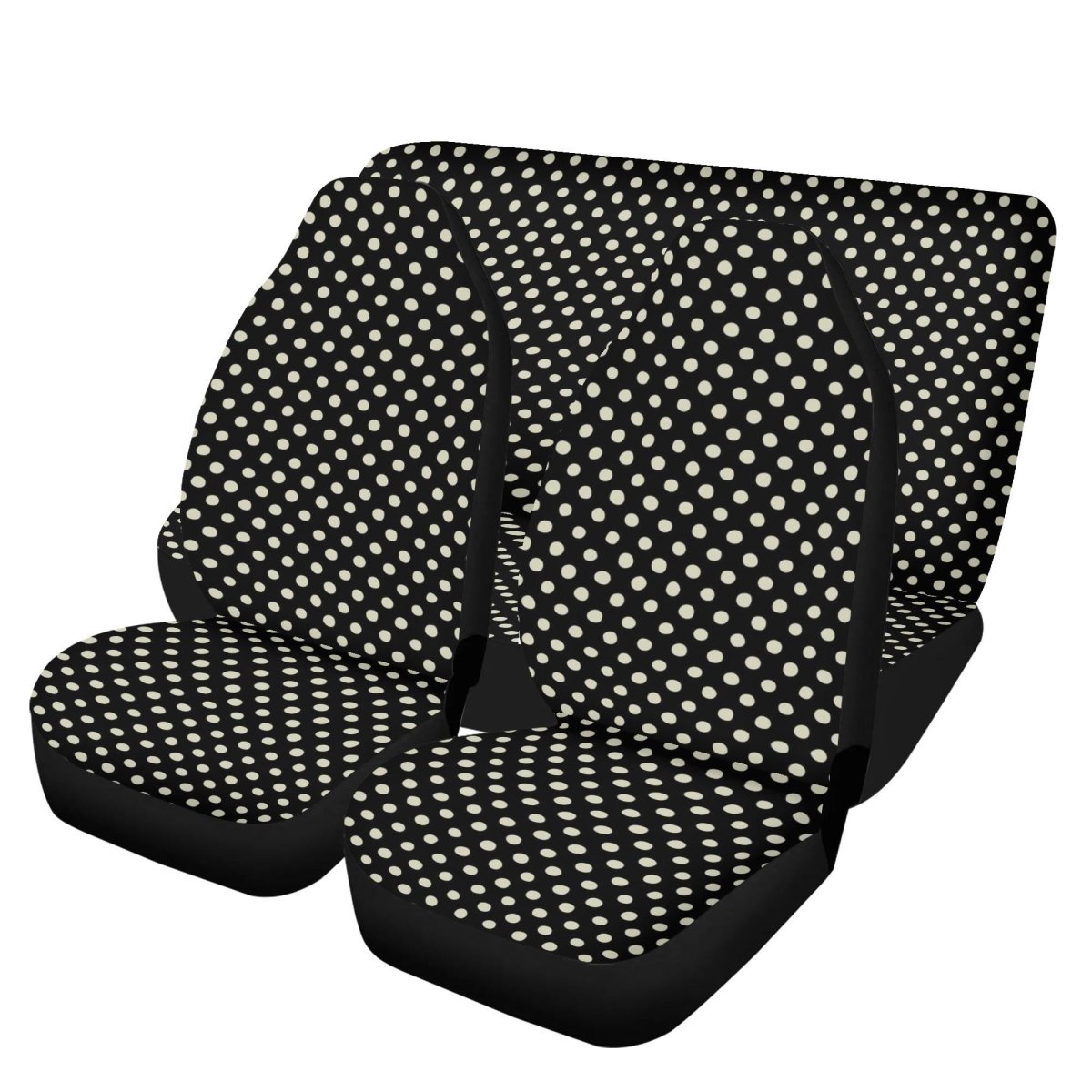Polka Dots - Black and Light Beige Lightweight Car Seat Cover Set (set of 4)