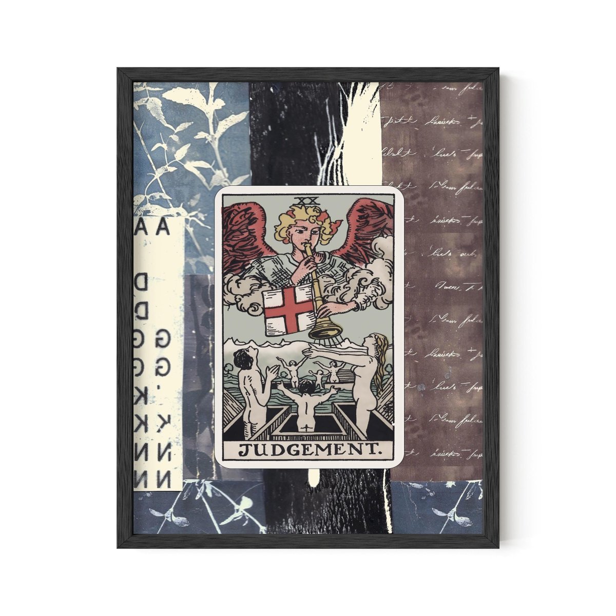 Judgement Tarot Card Poster: Shabby Chic Floral Art Nouveau Print - Tarot Collage