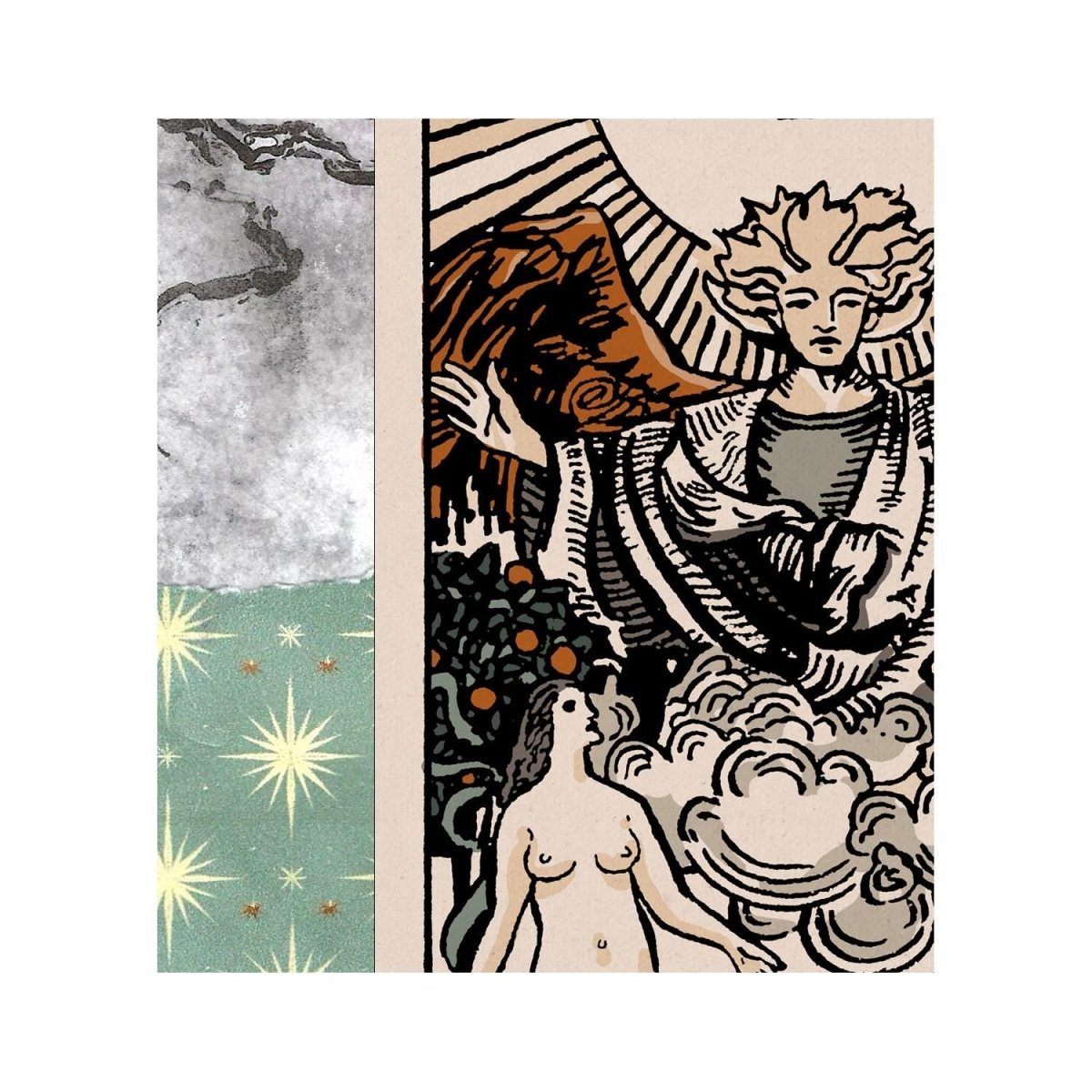 The Lovers Tarot Card Collage Poster: Shabby Chic Art Print