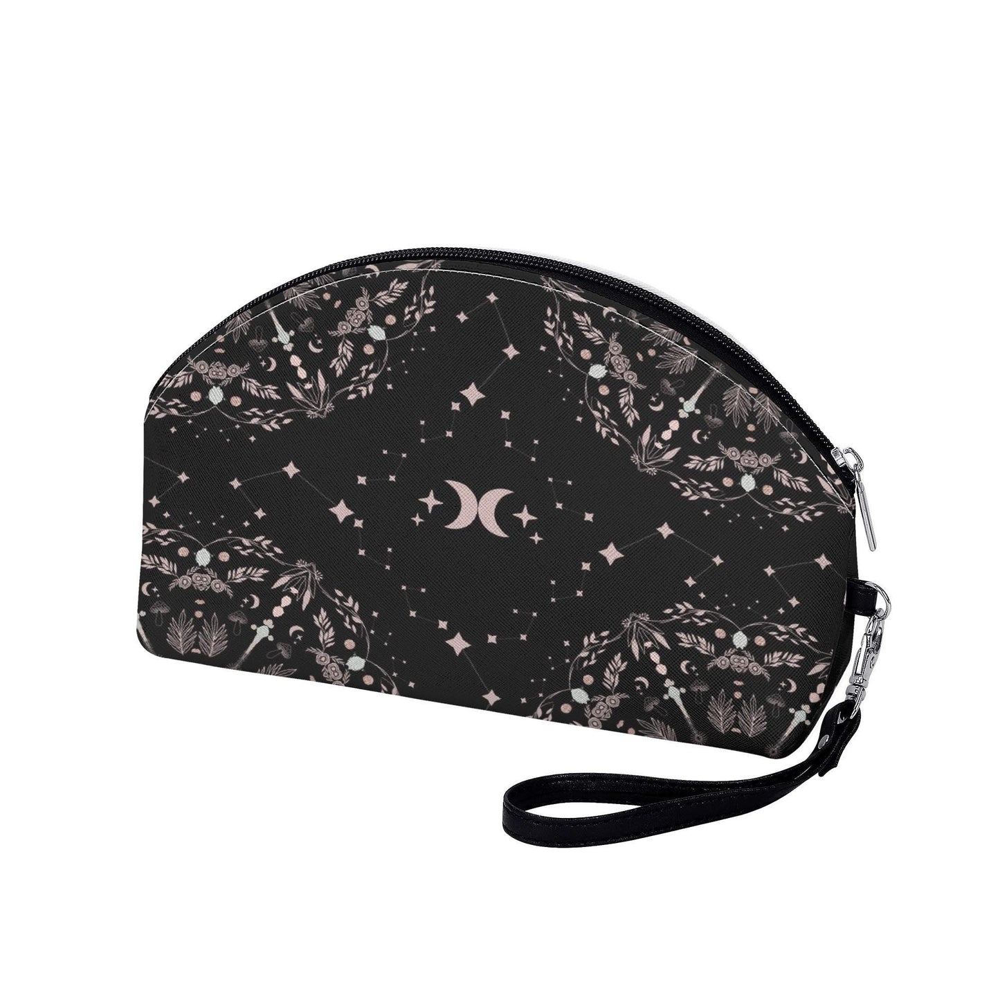 Celestial Cosmetic Bag - Moon - Black and Pink Mandala
