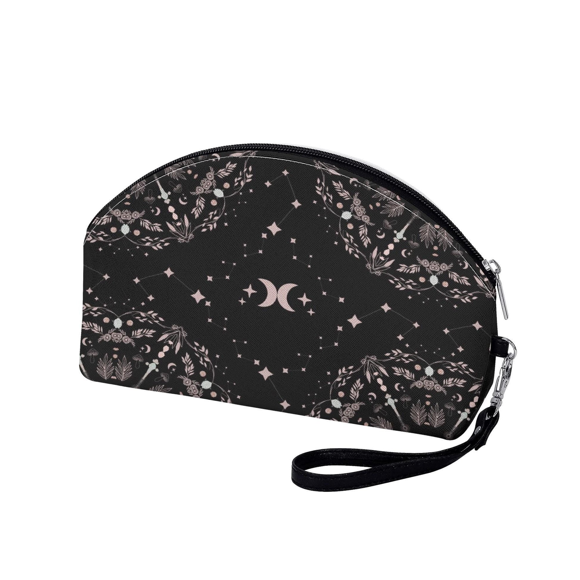 Celestial Cosmetic Bag - Moon - Black and Pink Mandala