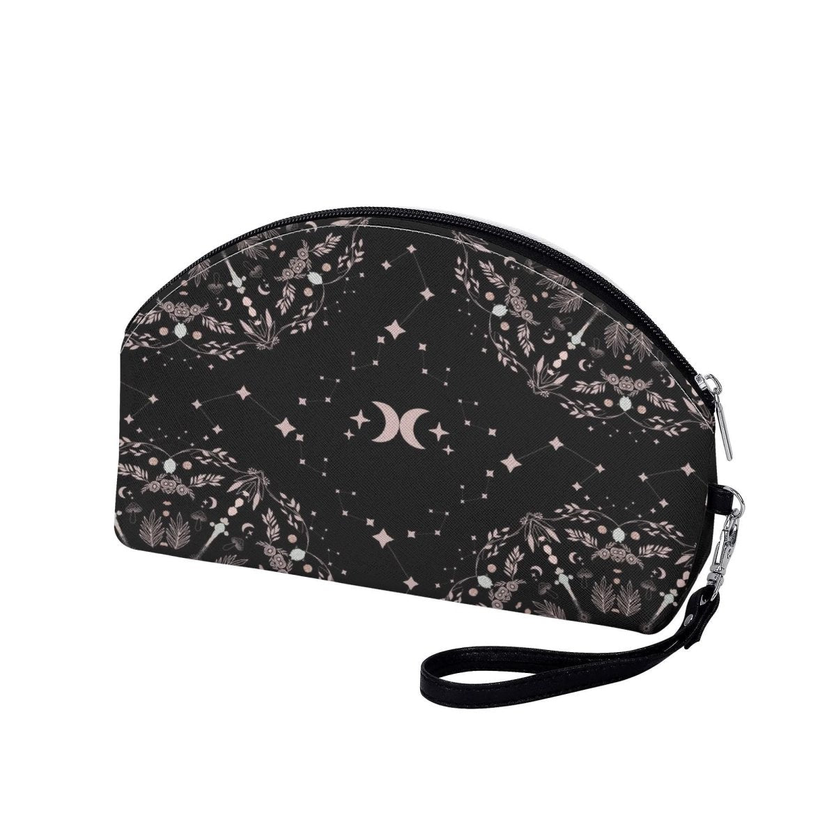 Celestial Cosmetic Bag - Moon - Black and Pink Mandala