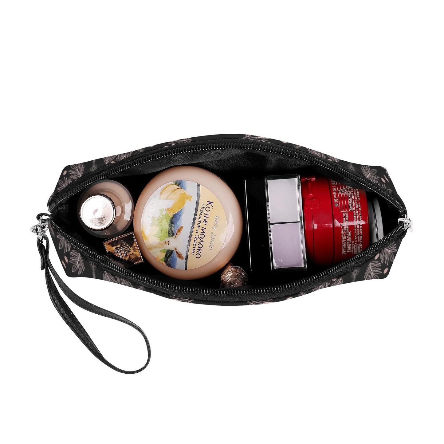Celestial Cosmetic Bag - Moon - Black and Pink Mandala