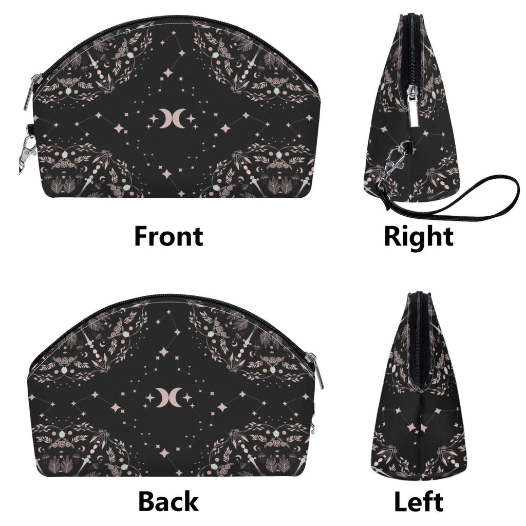 Celestial Cosmetic Bag - Moon - Black and Pink Mandala