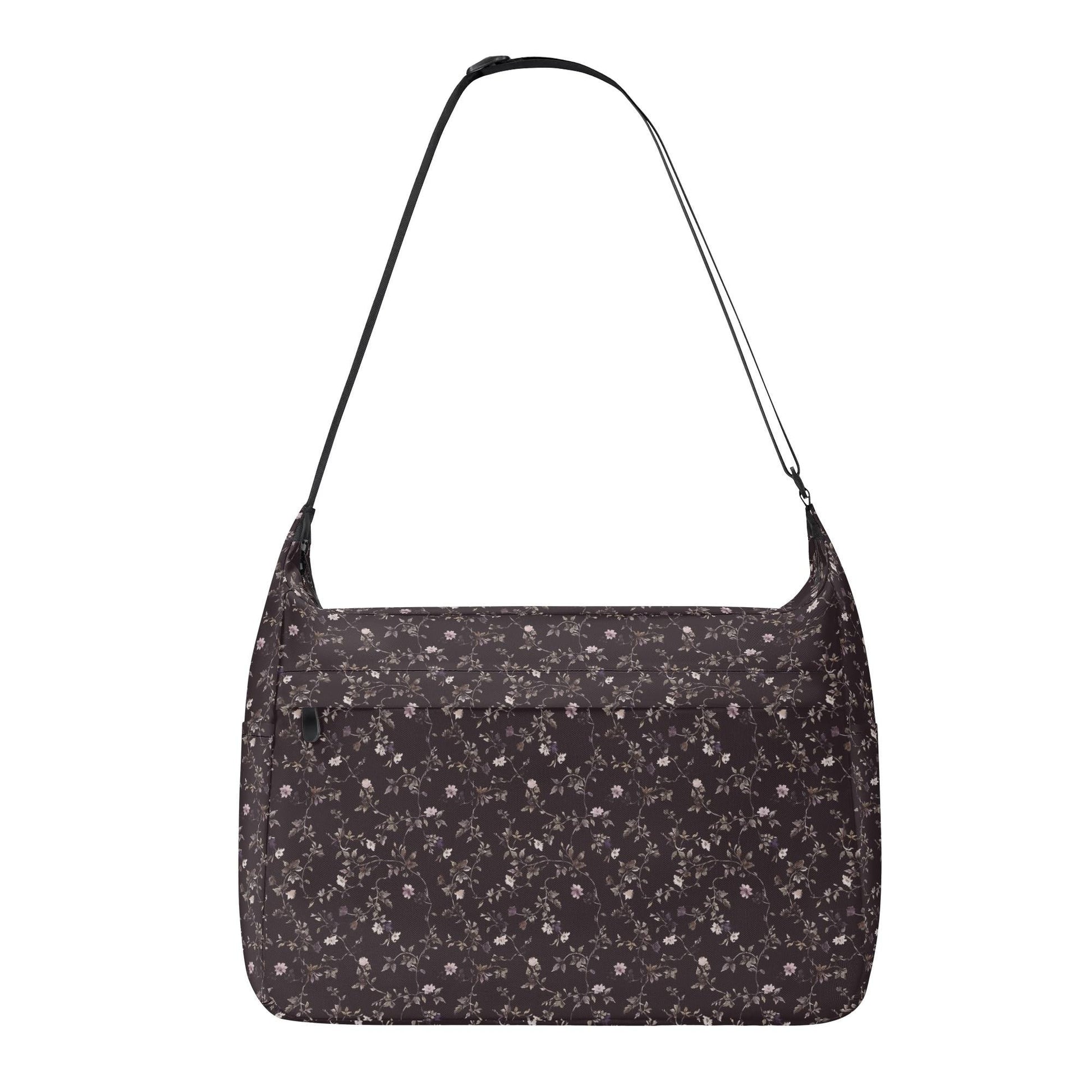Dark Purple Floral Laptop Messenger & Shoulder Bag