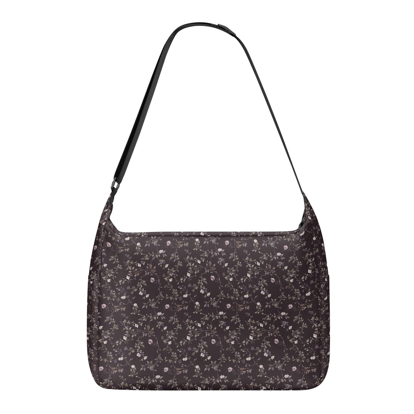 Dark Purple Floral Laptop Messenger & Shoulder Bag