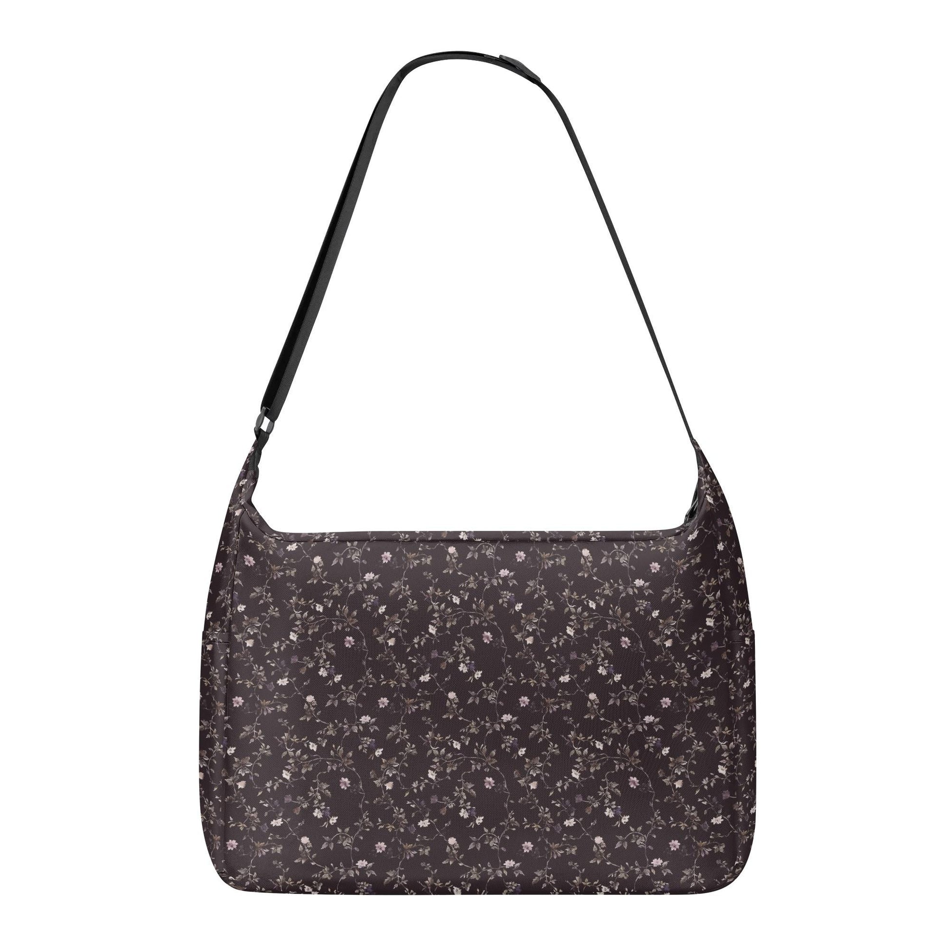 Dark Purple Floral Laptop Messenger & Shoulder Bag