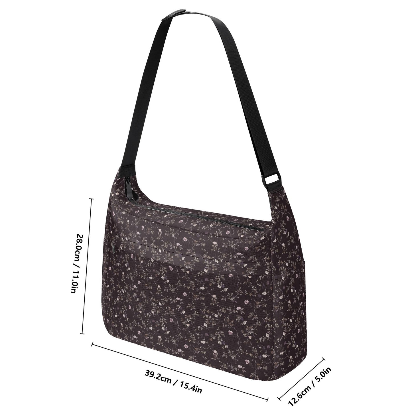Dark Purple Floral Laptop Messenger & Shoulder Bag