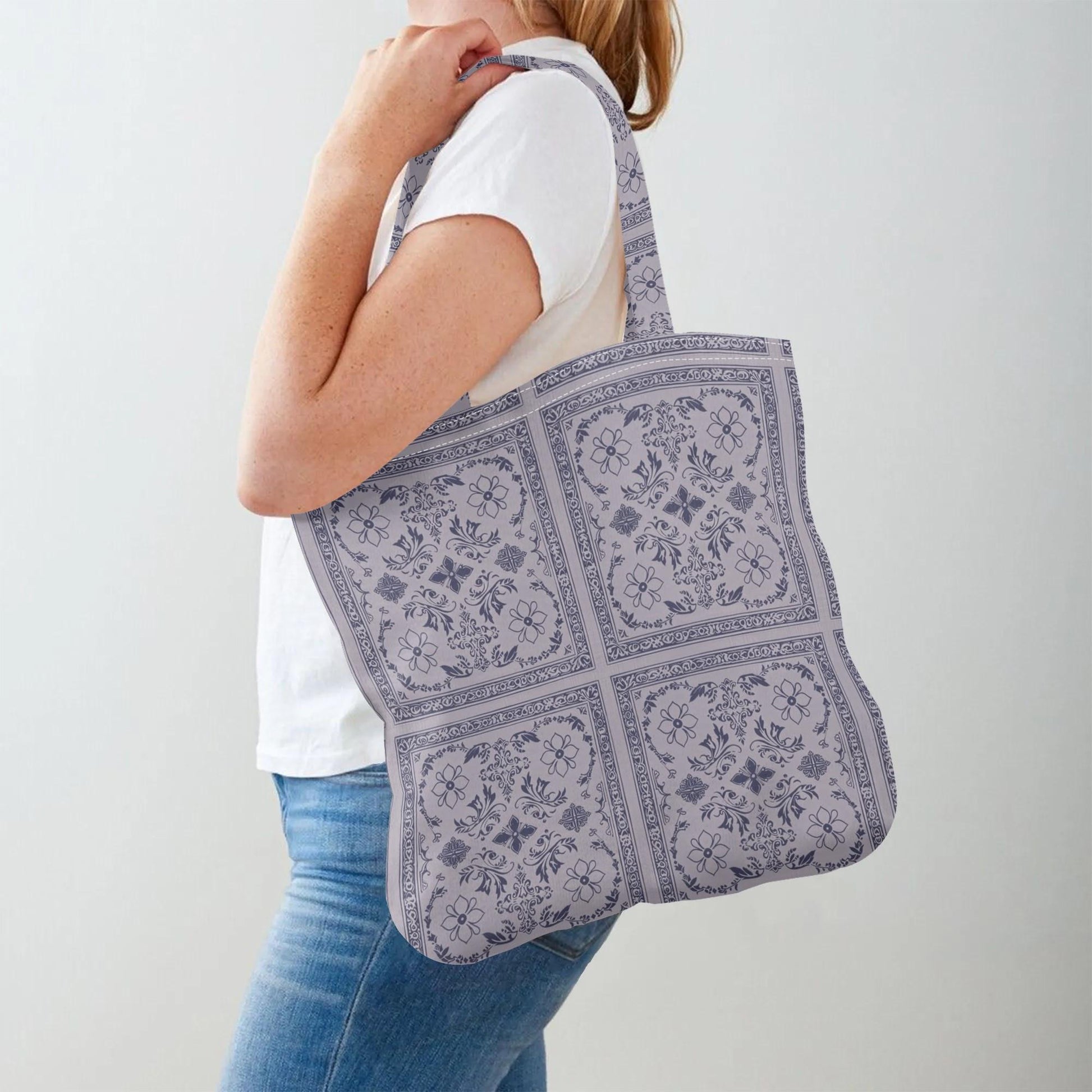 Purple Bandana Printed Tote Bag - Poly - Cotton - Hippie - Goth Bag