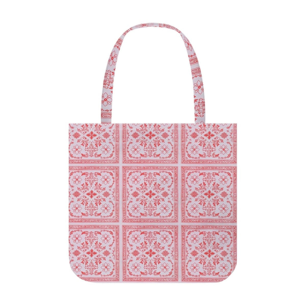 Pink Red Bandana Pattern Tote Bag – Polyester Cotton Blend, Everyday Use