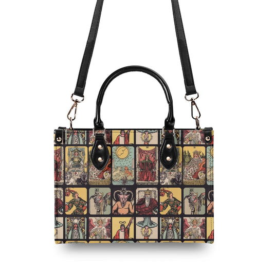Vintage Tarot Bag - Rider Waite - Faux Leather Handbag - Squares and Rectangles