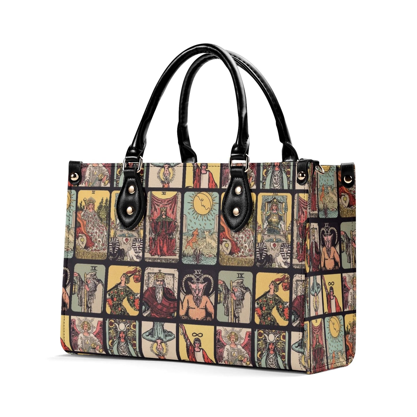 Vintage Tarot Bag - Rider Waite - Faux Leather Handbag - Squares and Rectangles