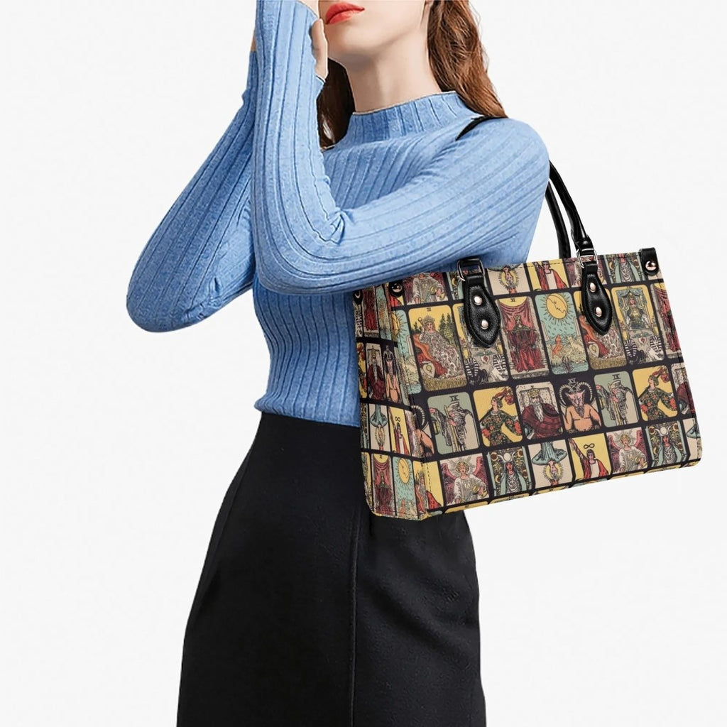 Vintage Tarot Bag - Rider Waite - Faux Leather Handbag - Squares and Rectangles