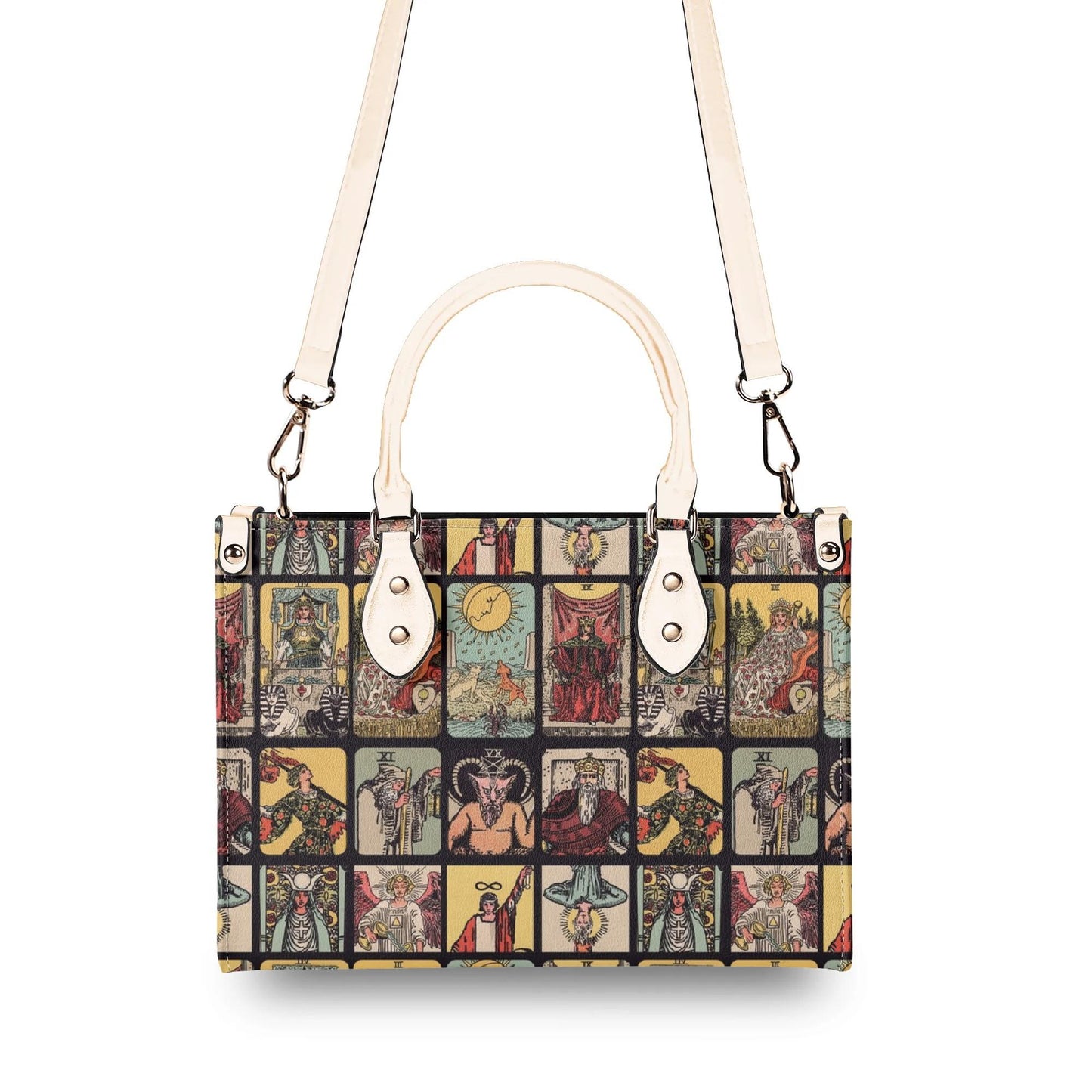 Vintage Tarot Bag - Rider Waite - Faux Leather Handbag - Squares and Rectangles