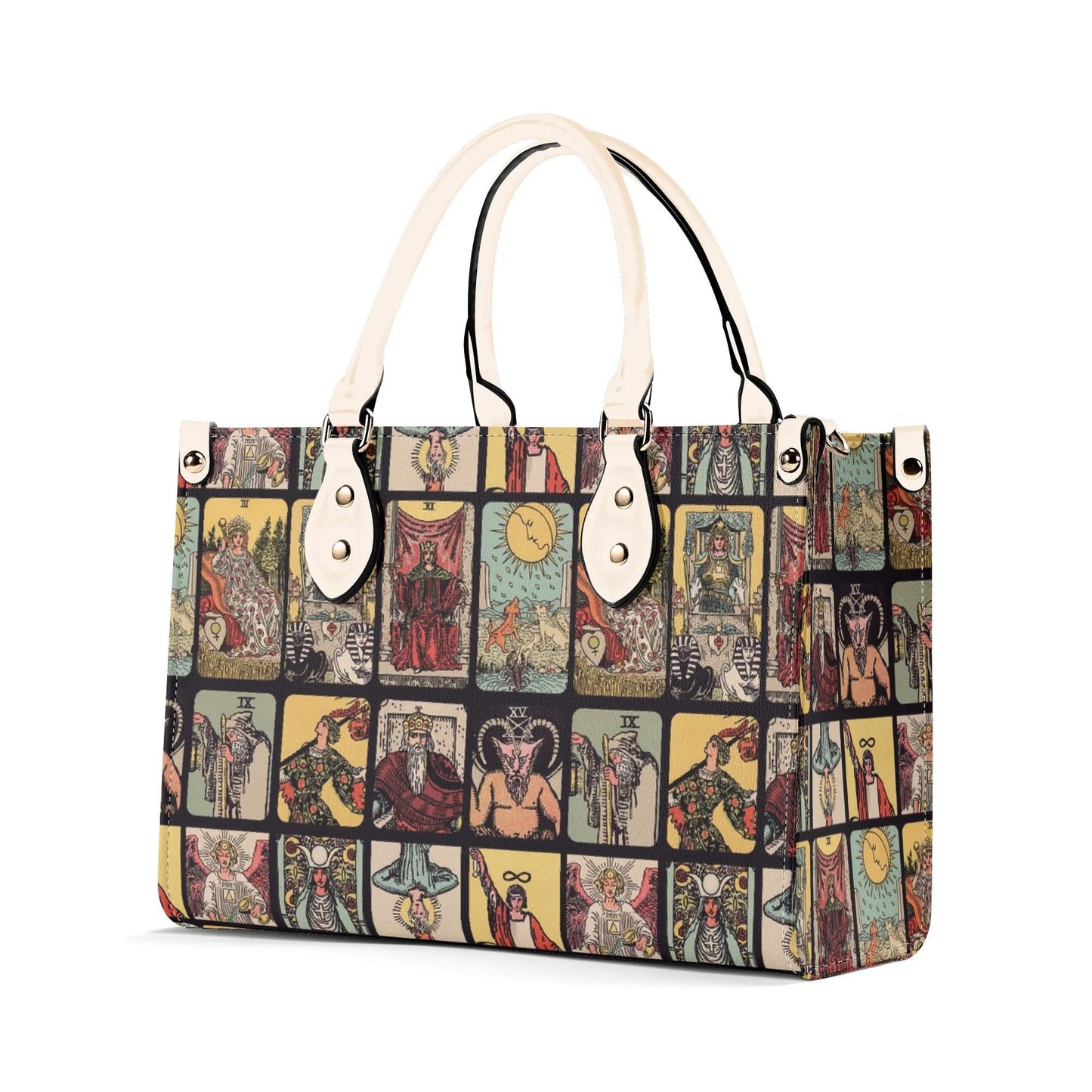 Vintage Tarot Bag - Rider Waite - Faux Leather Handbag - Squares and Rectangles