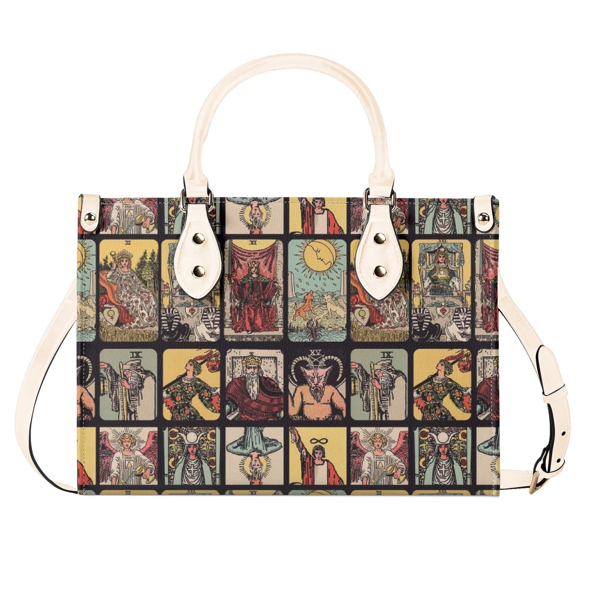 Vintage Tarot Bag - Rider Waite - Faux Leather Handbag - Squares and Rectangles