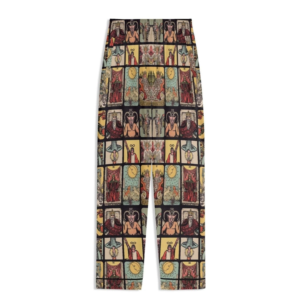 Vintage Tarot Pjs - Unisex Long Sleeve Adult Nightwear Pajama Set - Rider Waite Design