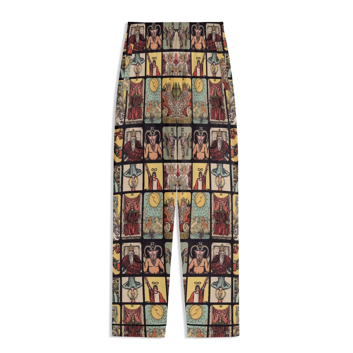 Vintage Tarot Pjs - Unisex Long Sleeve Adult Nightwear Pajama Set - Rider Waite Design