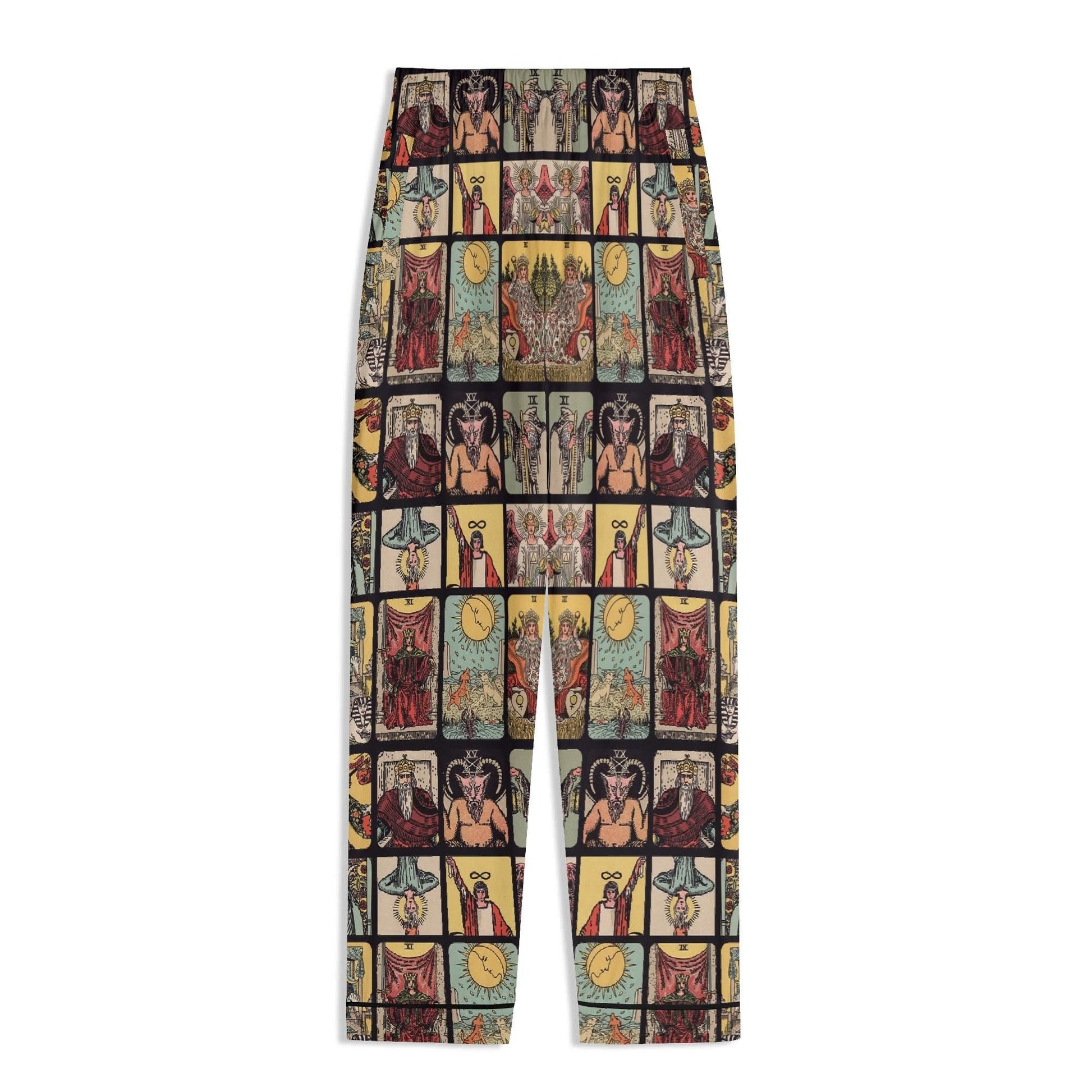 Vintage Tarot Pjs - Unisex Long Sleeve Adult Nightwear Pajama Set - Rider Waite Design