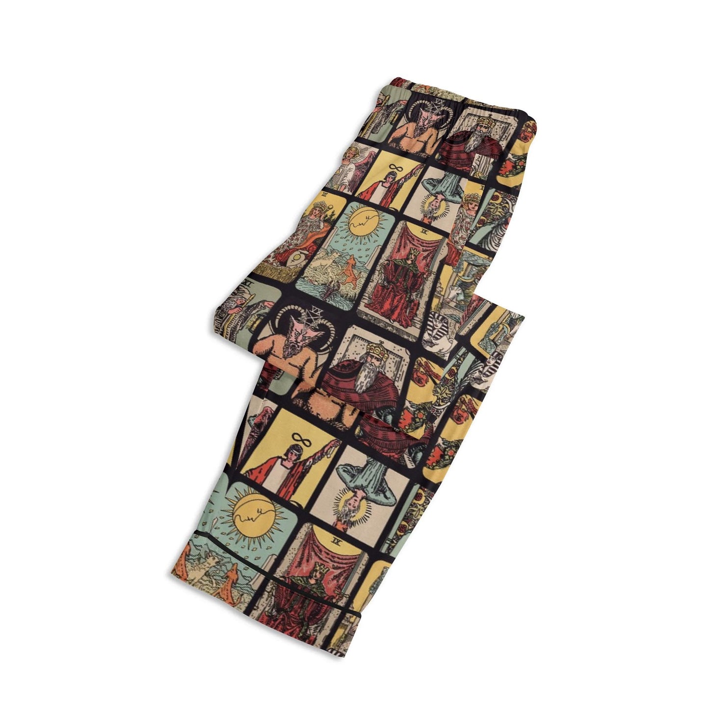 Vintage Tarot Pjs - Unisex Long Sleeve Adult Nightwear Pajama Set - Rider Waite Design