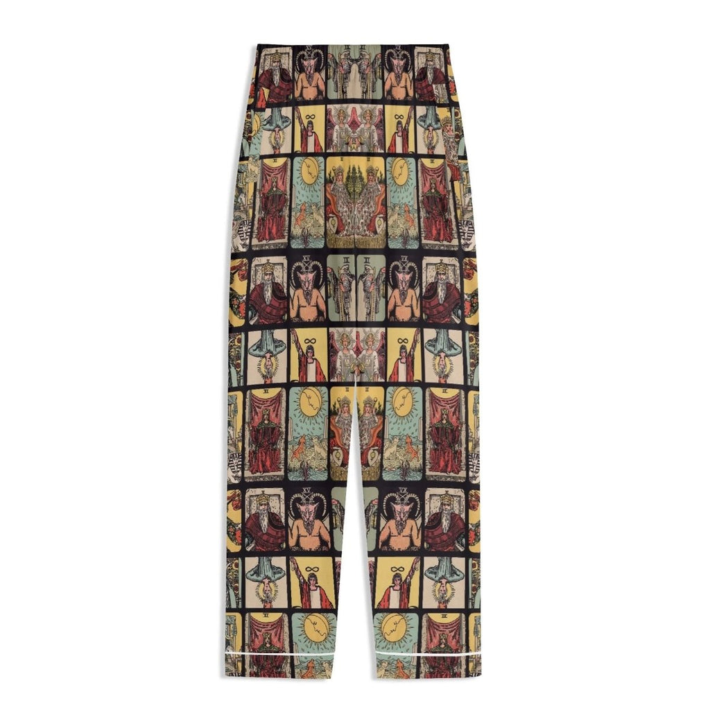 Vintage Tarot Pjs - Unisex Long Sleeve Adult Nightwear Pajama Set - Rider Waite Design