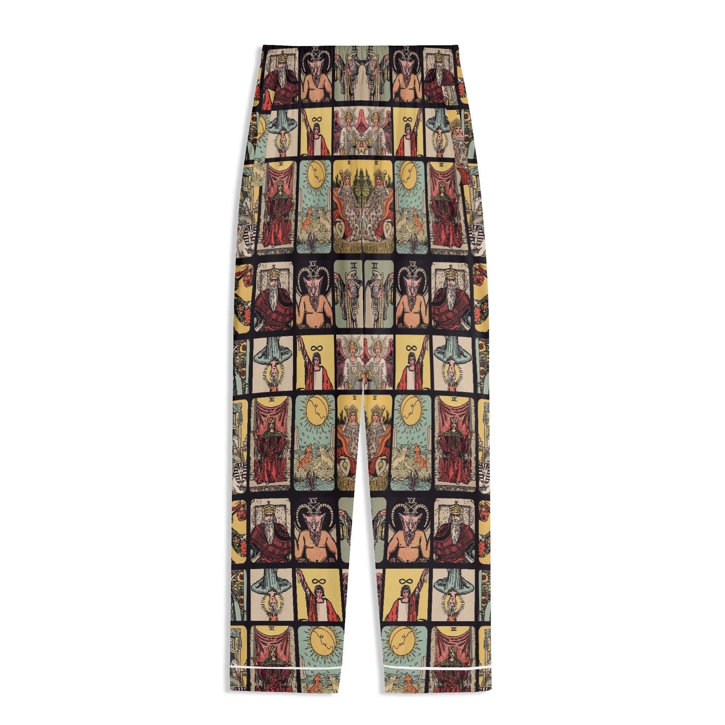 Vintage Tarot Pjs - Unisex Long Sleeve Adult Nightwear Pajama Set - Rider Waite Design