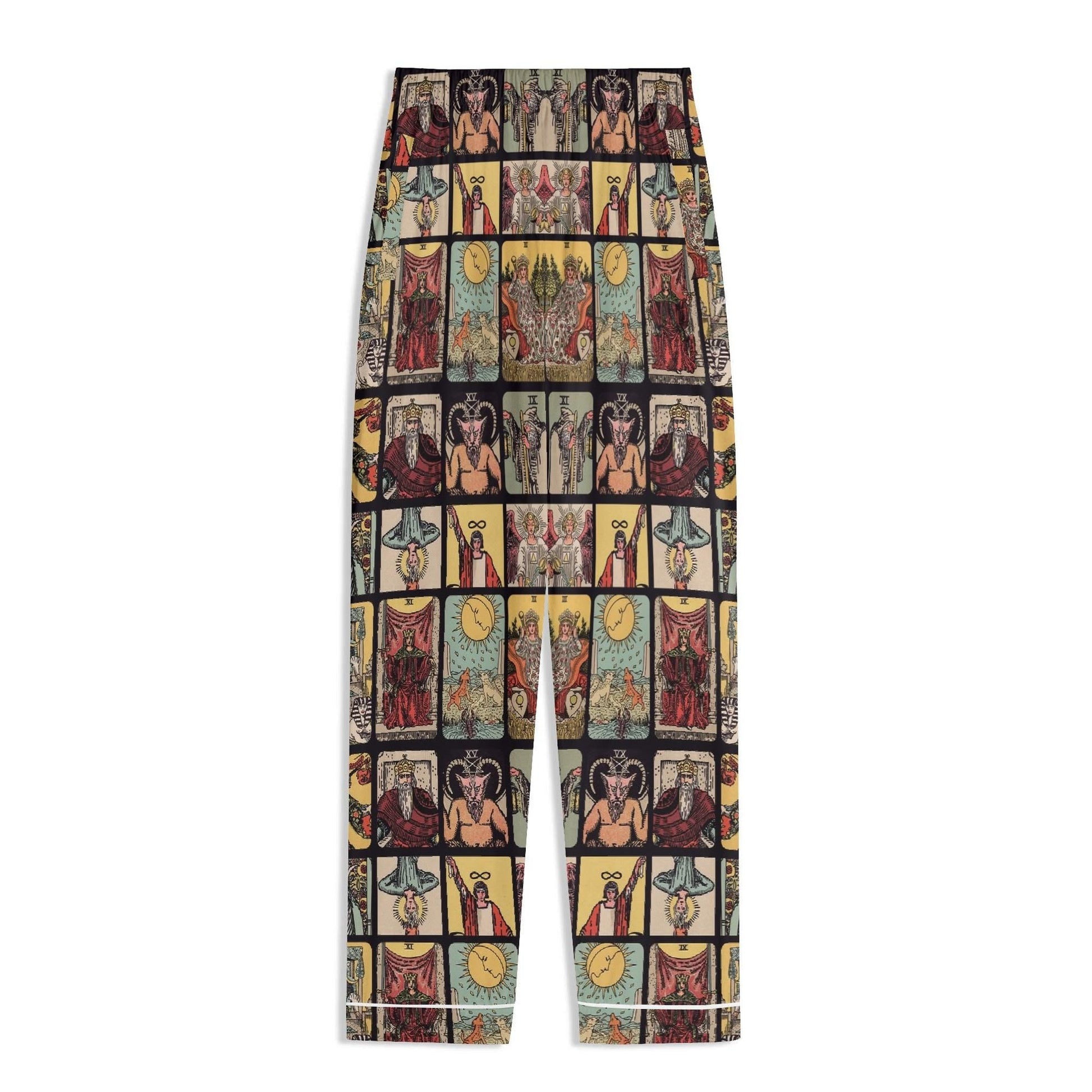Vintage Tarot Pjs - Unisex Long Sleeve Adult Nightwear Pajama Set - Rider Waite Design