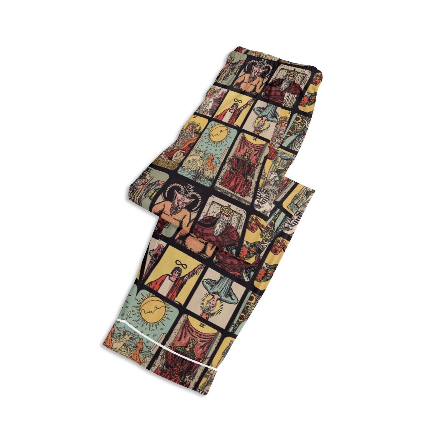 Vintage Tarot Pjs - Unisex Long Sleeve Adult Nightwear Pajama Set - Rider Waite Design