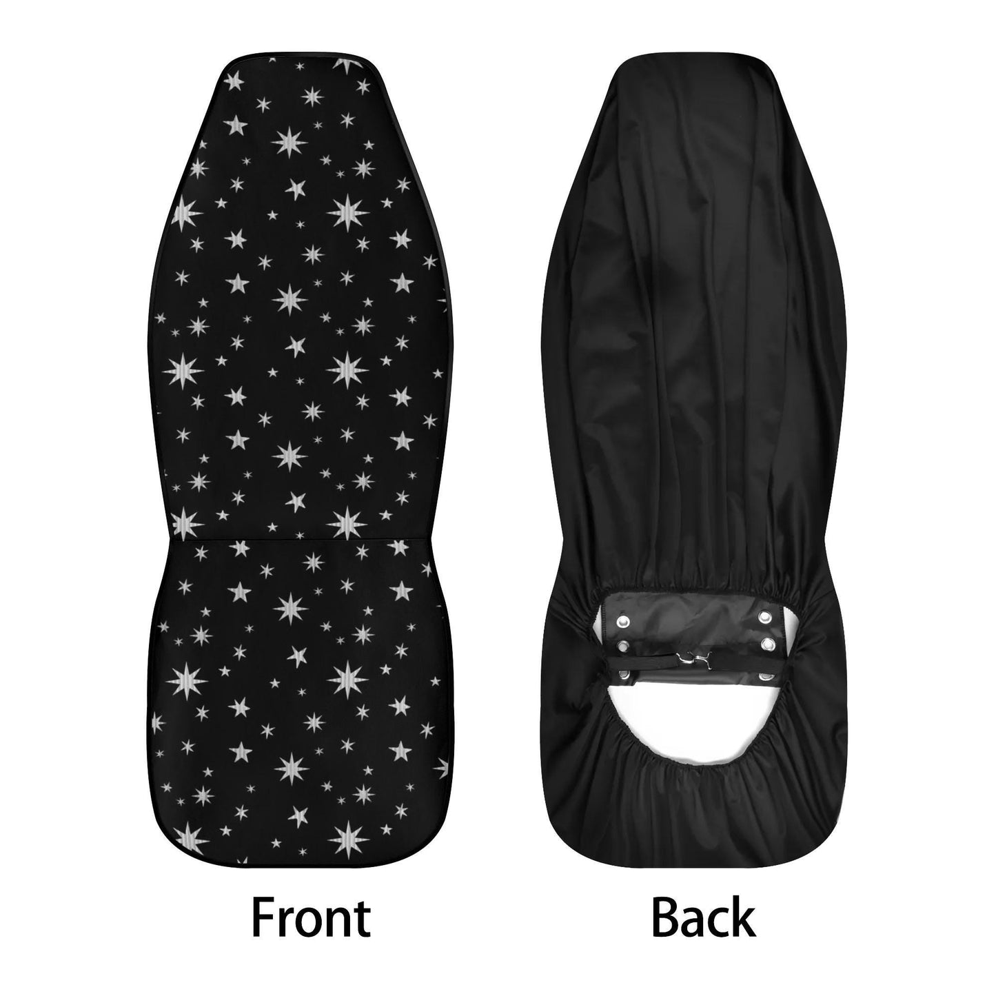 Black Seat Covers with Silver Stars Pattern - Lightweight Car Seat Cover Set
