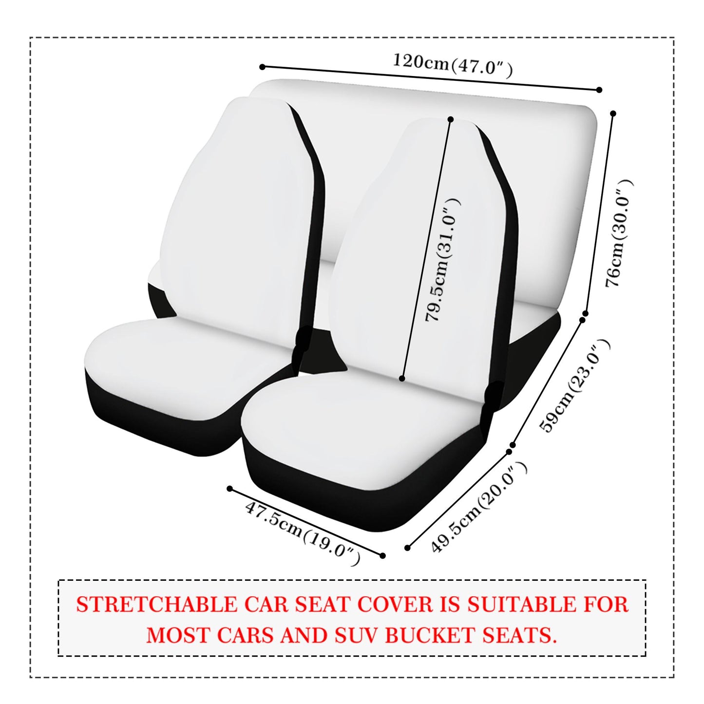 Black Seat Covers with Silver Stars Pattern - Lightweight Car Seat Cover Set
