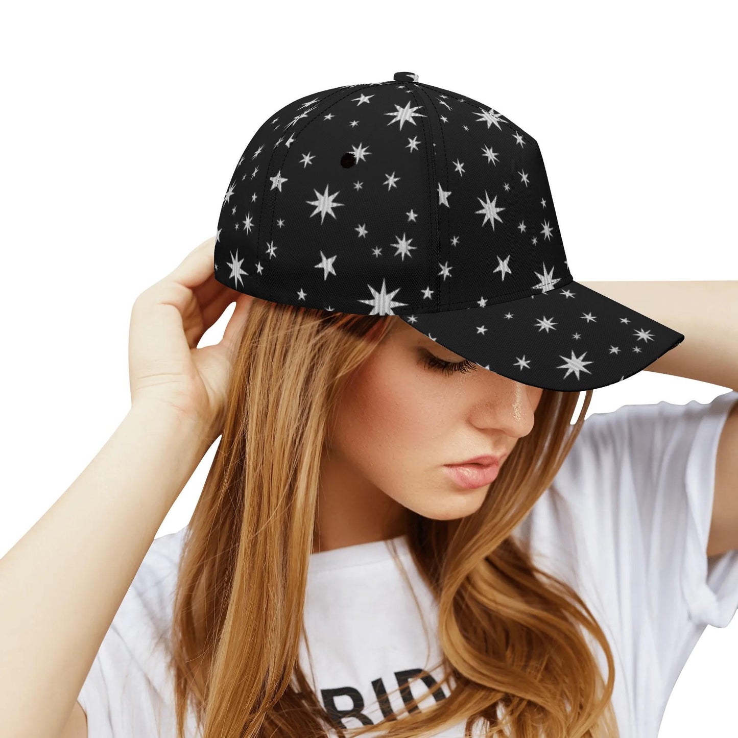 Black Hat with Silver Stars - Baseball Cap - Unisex
