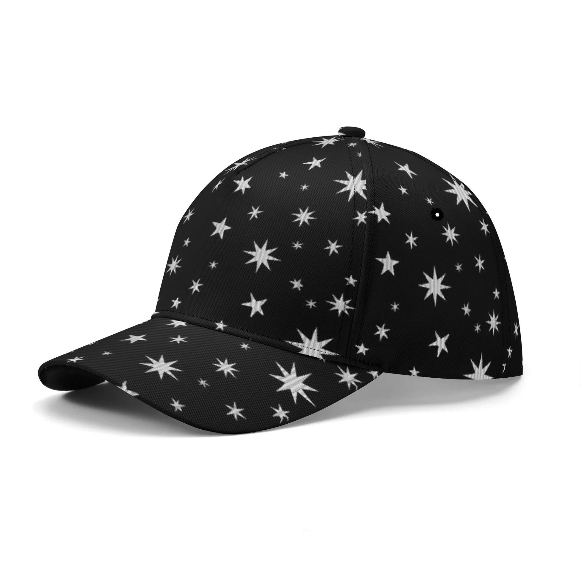 Black Hat with Silver Stars - Baseball Cap - Unisex