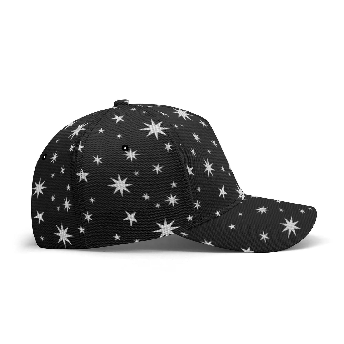 Black Hat with Silver Stars - Baseball Cap - Unisex