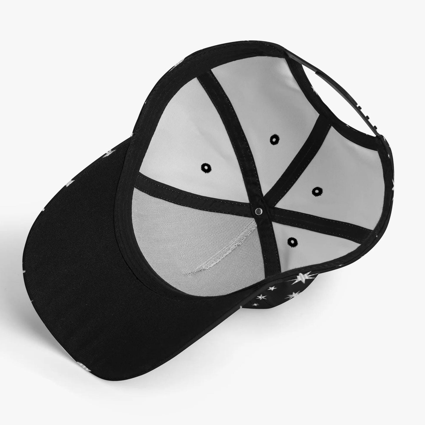 Black Hat with Silver Stars - Baseball Cap - Unisex