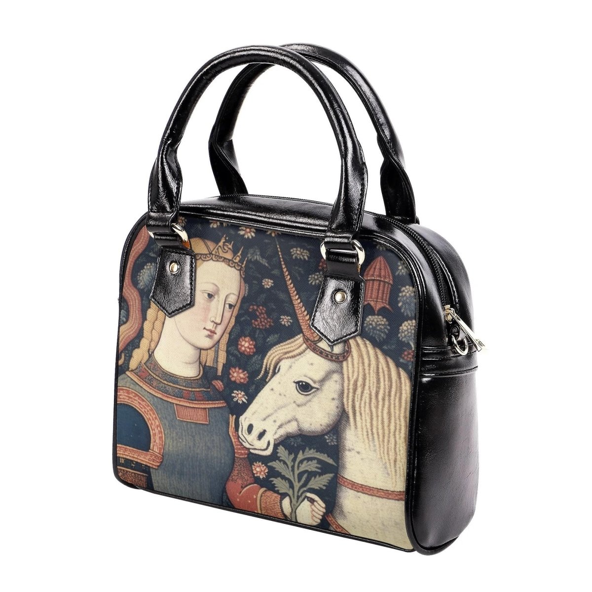 Unicorn Handbag- Medieval Print - Vintage Art Purse - Vegan Leather Shoulder Handbag