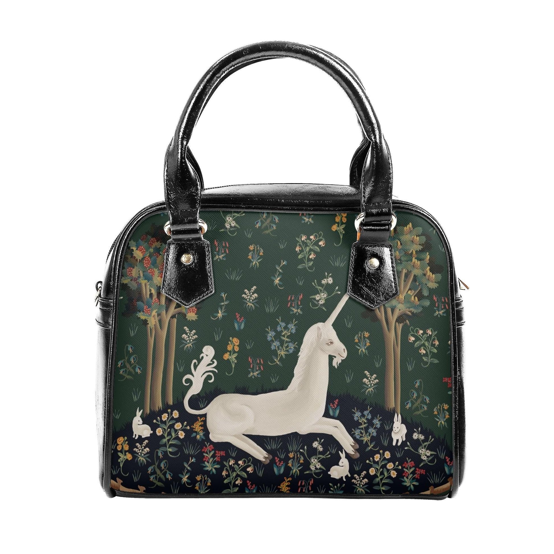 Medieval Unicorn Handbag- Dark Green - Festival Purse - Vegan Leather Shoulder Handbag